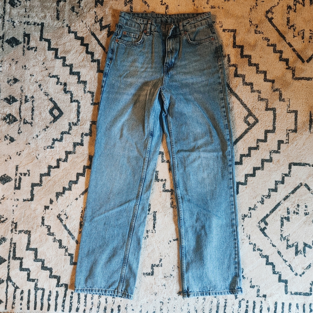 Straight Leg Blue Jeans
